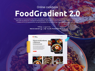 Online cookbook - FoodGradient 2.0 branding cooking food photography ui ux webdesign