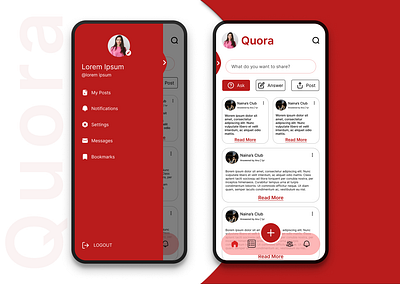 Redesigned Quora App app design app ui design figma mobile app mobile app design mobile app redesign mobile app ui quora redesigned ui ui design uiux visual design