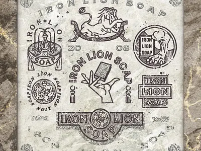 Iron Lion Soap artifact bazaar flash sheet hand drawing hand tattoo iron line art lion lion tattoo los angeles procreate brush product retro design skin care small business soap texture brush texture design vintage design