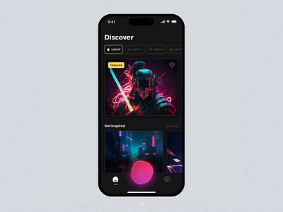 AI Image Generator (Mobile) 3d ai animation artificial intelligence design image generator minimalistic mobile app ui ux