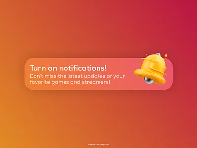 Banner // Turn on notifications 3d action alert banner colors cta design figma flat design gaming graphic design illustration notifications ui ux