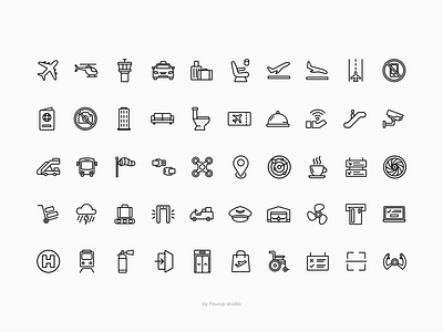 Airport Icon Set airport flat flat icons free free download free icon set icon airport icon pack icon set iconography icons icons pack line icons ui ui icons ui kit ux vector