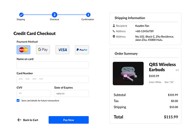 Daily UI #002 - Credit Card Checkout checkout credit card checkout dailyui ui