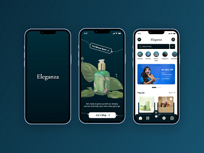 Eleganza-Beauty App appexploration beautycommunity beautyindesign beautyproducts cosmeticproducts cosmetics cosmeticstore elegantdesign makeup mobileappdesign ui uiux userexperience