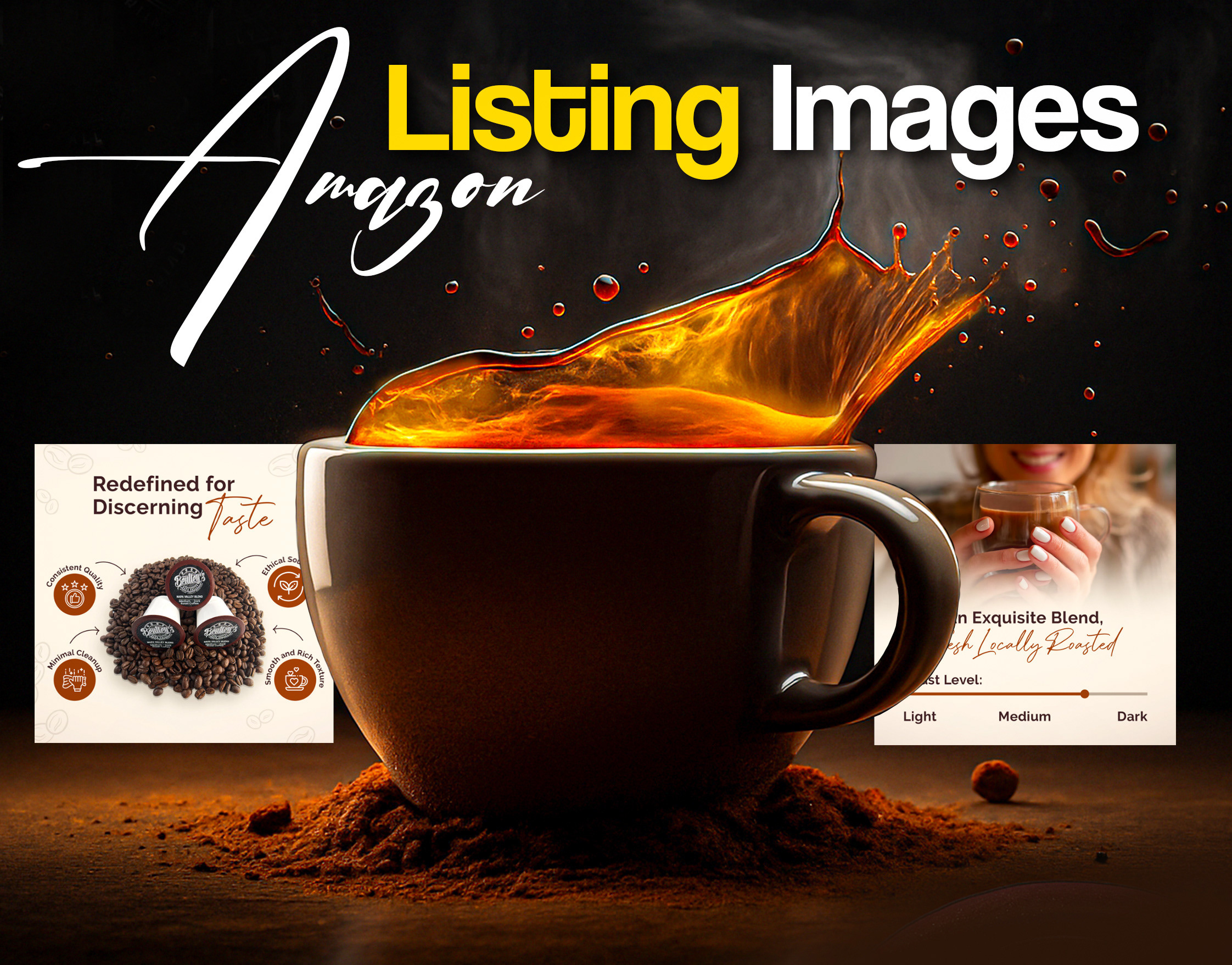 Amazon Listing Images-Coffee Pods-Kcups amazon amazonlistingimages branding designmyamztemplates graphic design graphicdesign illustration listingimages photoshop typography