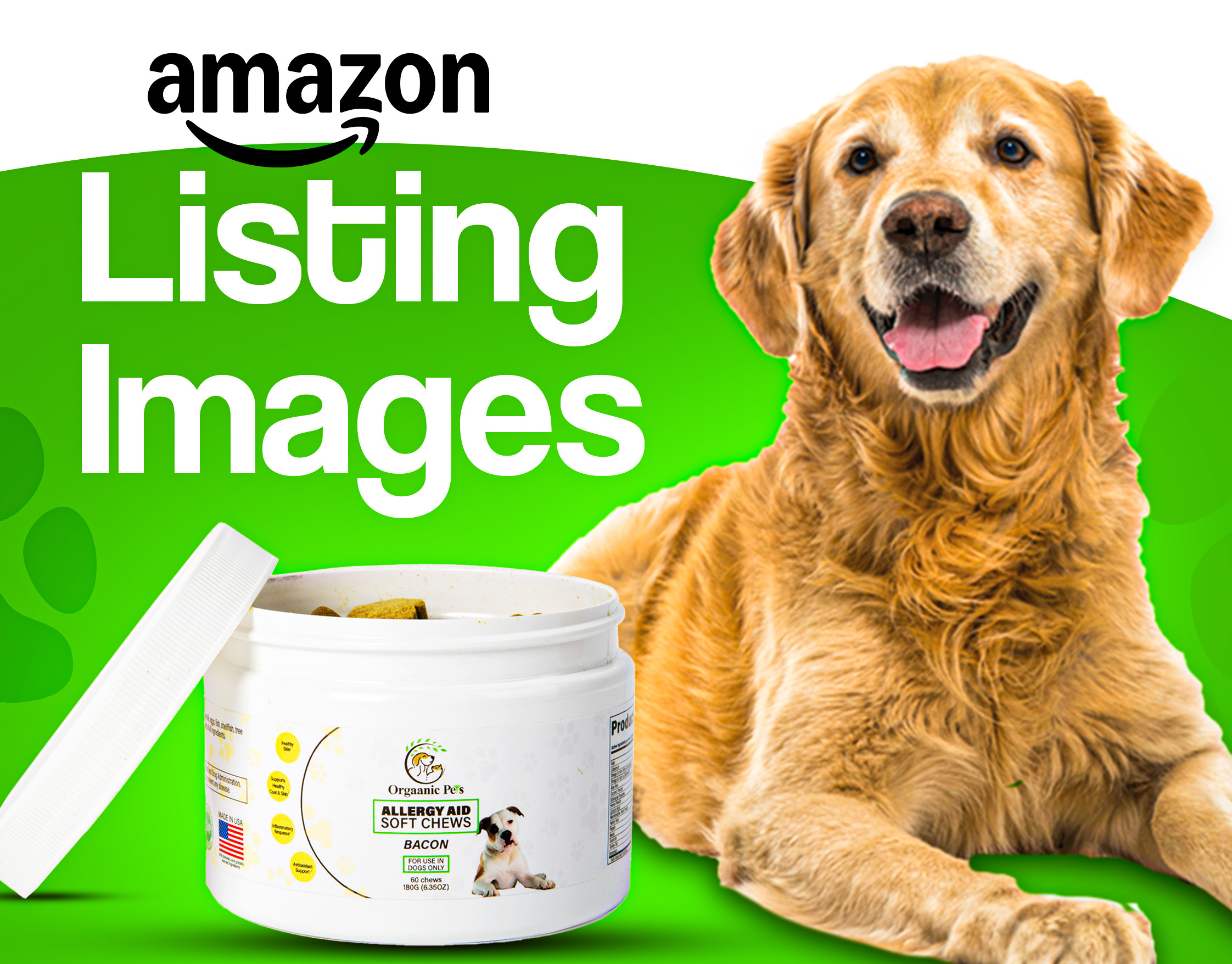Amazon Listing Images-Allergy Aid Dog Chews amazon branding design graphic design graphicdesign listingimages logo photoshop