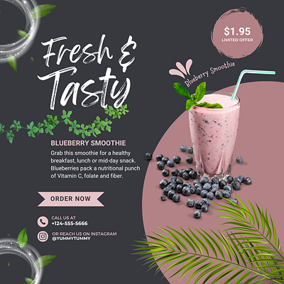 Blueberry smoothie design branding graphic design