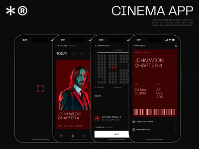 SPOT — Cinema App app brutalism buy cinema cinema tickets dark design film line minimal mobile mobile app movie movie tickets product design ticket app ticket booking ui ux