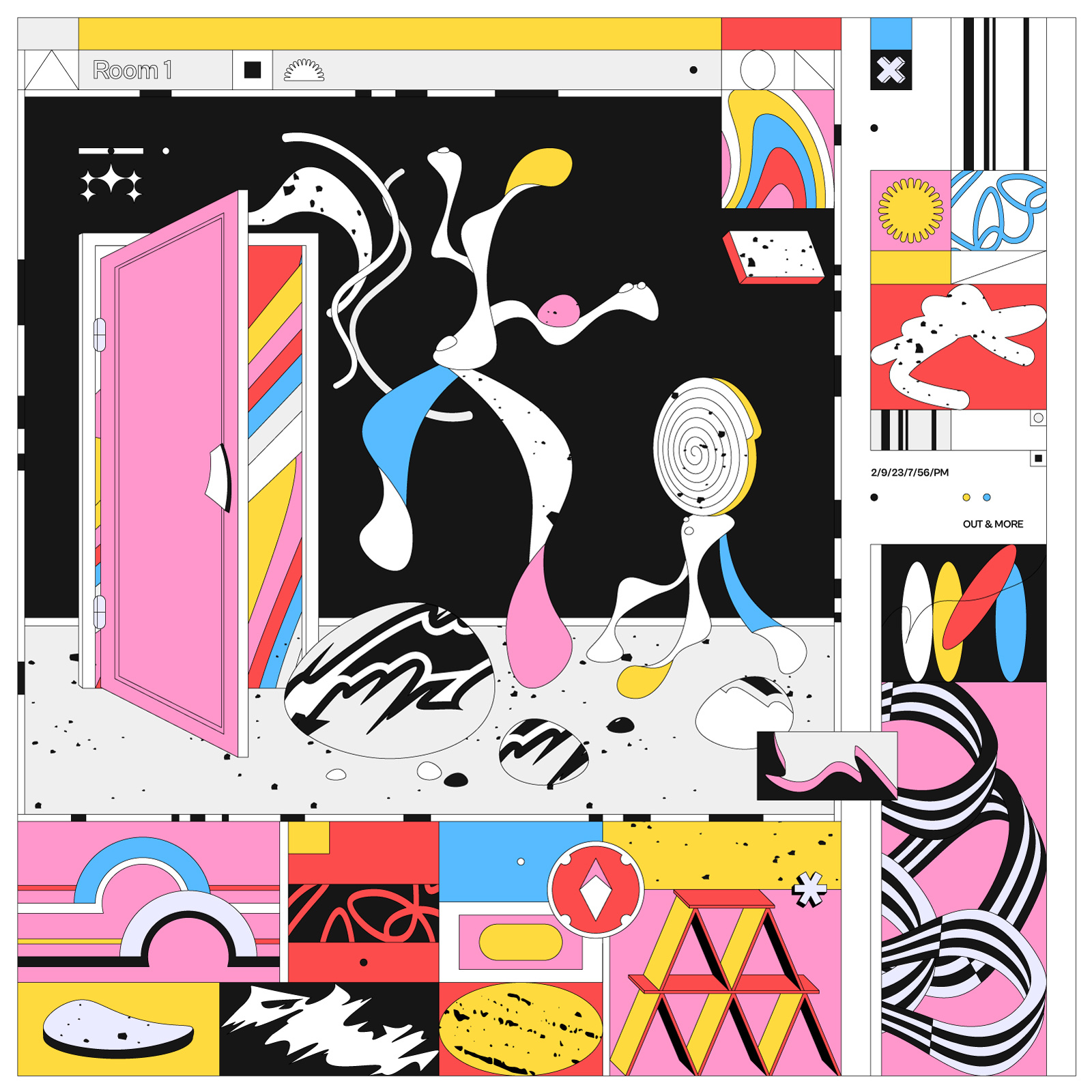 Colors Beyond abstract illustration color color palette colorful design digital art door doorway grid illustrator out rainbow room shapes symbols vector vector art vectorart vibrant