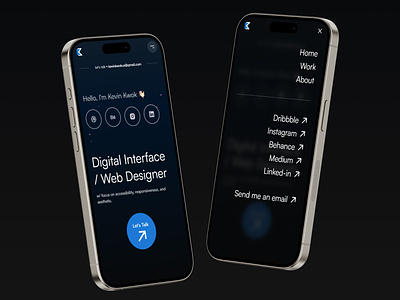 Personal Portfolio Website - Mobile Navigation Sidebar Menu dark ui dark website portfolio responsive design visual design