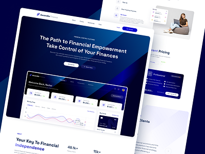 Ascendia Finance - Landing Page banking cards clean dashboard design finance finance landing page financial fintech interface landing page money product toglas transactions ui ux wallet website