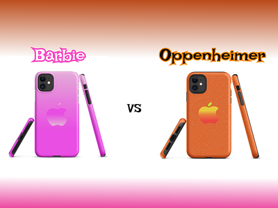 Barbie vs Oppenheimer theme IPHONE CASE and SMARTWATCH BAND. apple branding design figma graphic design illustration iphonecase logo pitaka smartwatch