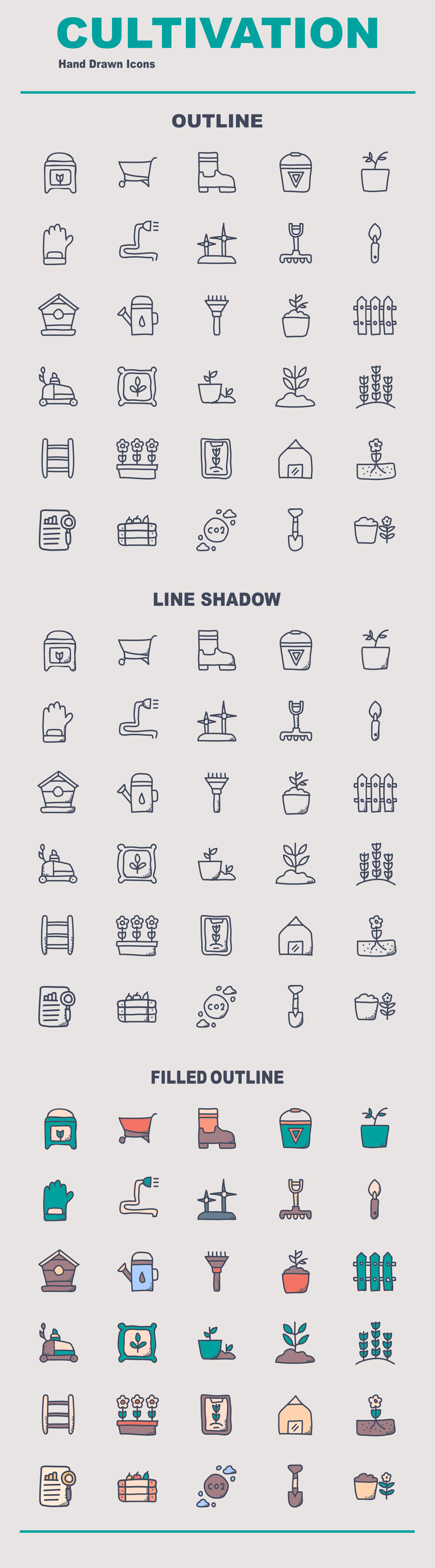 Cultivation Hand Drawn Icons design dribbble farming growth icon iconography illustration vector