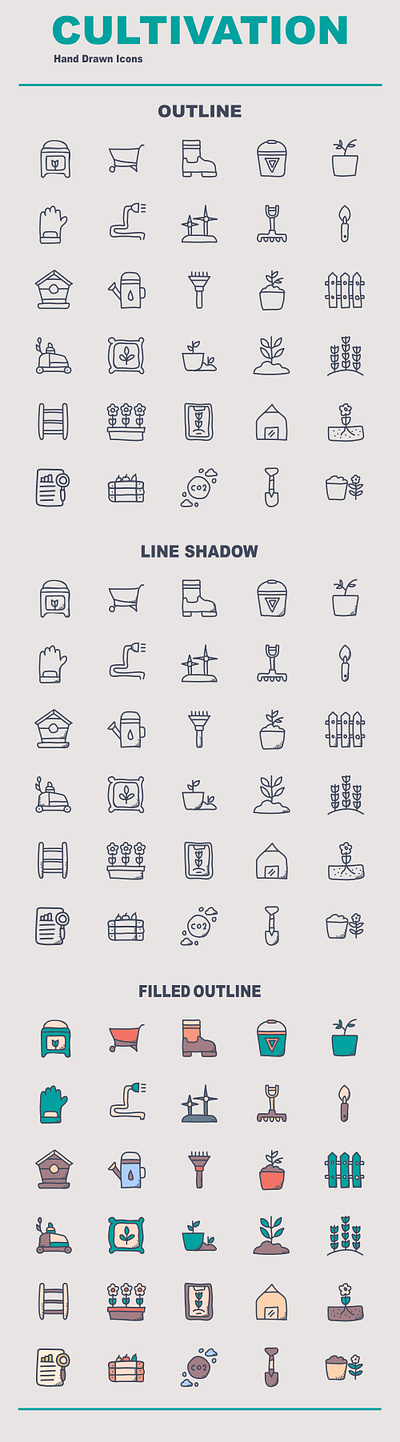 Cultivation Hand Drawn Icons design dribbble farming growth icon iconography illustration vector