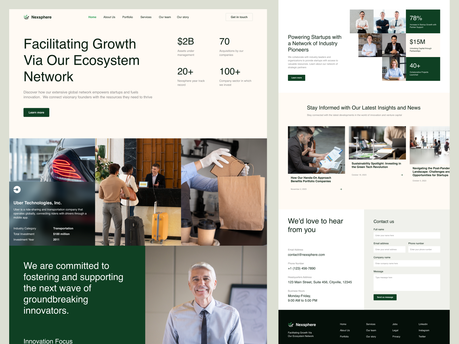 Nexsphere - Capital Company Website Design business capital company company profile corporate design finance investment landing page one page website ui ui design web design website design