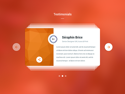 Testimonials #Widget 3d polygon background brand branding customer design feed back graphic design illustrator ai logo logotype lorem ipum fonts photoshop psd print designer senior designer share slider testimonials typo typography ui ux designer widget