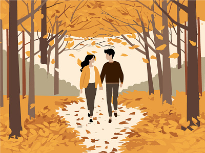 Autumn Love - Couple Strolling Amidst Golden Leaves in the Park autumn autumn beauty beautiful autumn connection couple cozy autumn enhanced love golden leaves love loving interaction natural setting park romance romantic autumn romantic moments