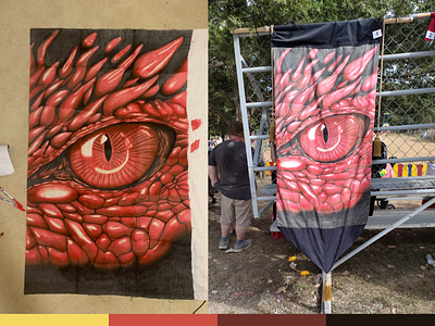 The Crimson Gaze banner contest design dragon drawing eye fabric festival large markers medieval pupil red renaissance renaissance faire reptile