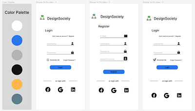 Design Society UI design graphic design login login screen register register screen socialapp ui ux