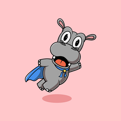 Cute Hippo is a Hero Illustration graphic design wild power