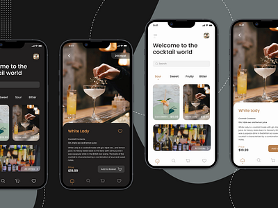 Cocktail World App Design adobexd app appdesign cocktailapp figma mobile uiux