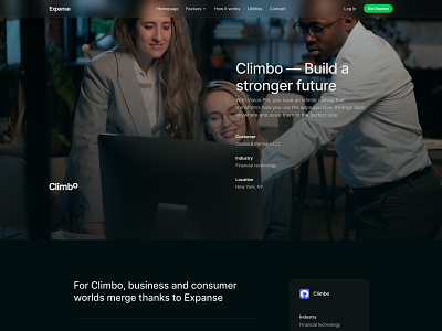 Case study page for tech startups. black case studies case study clen dailyui dark design gradient graphic design green interface logo minimal saas startup tech ui ux