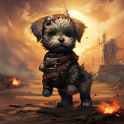 Post-apocalyptic Pup cute digital juxtaposition makeyouthink postapocalyptic puppy thought
