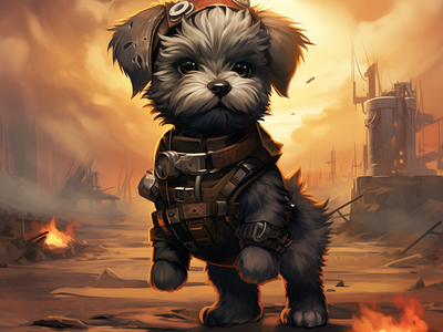 Post-apocalyptic Pup cute digital juxtaposition makeyouthink postapocalyptic puppy thought