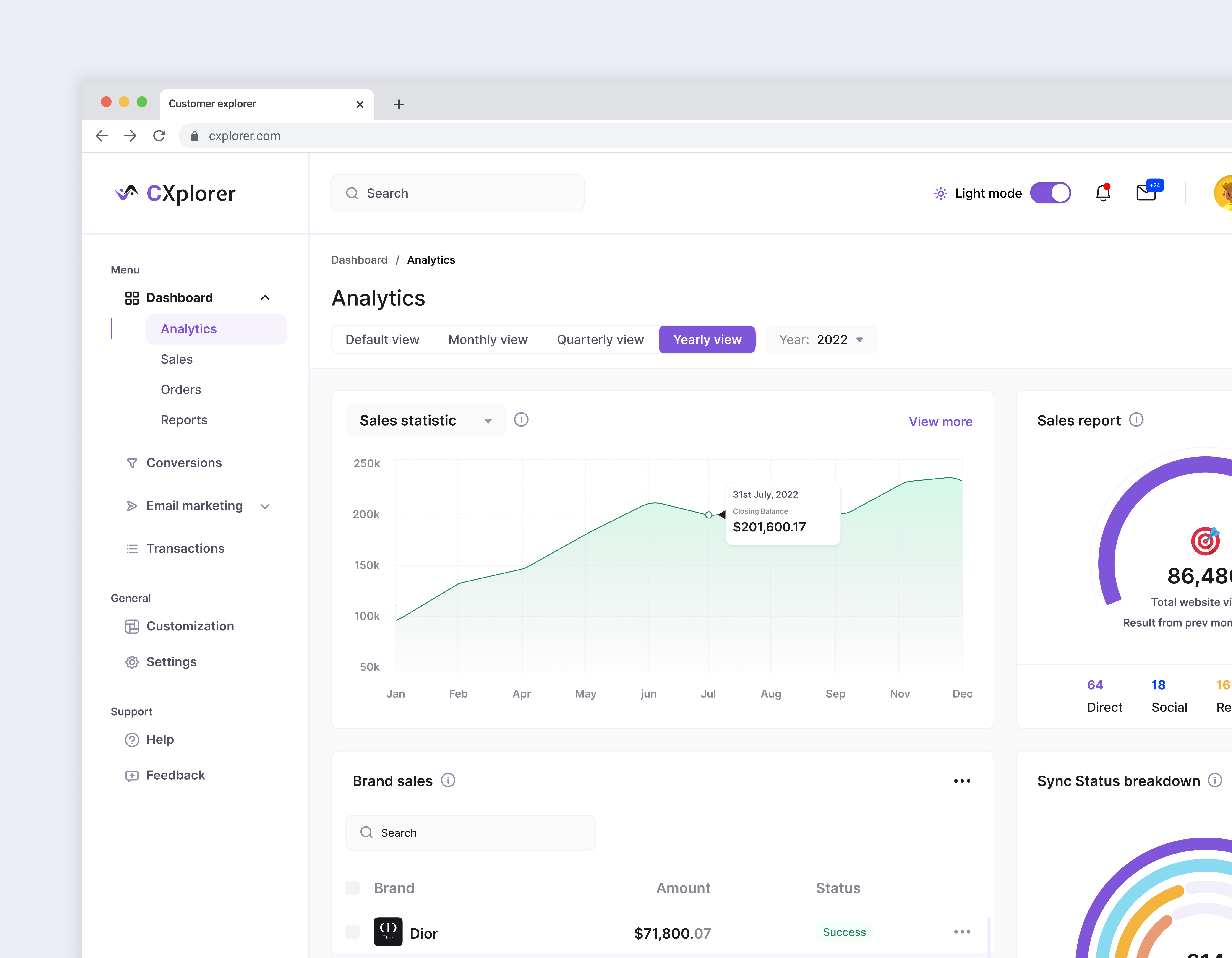 CXplorer analytics desktop view crm dashboard saas saas dashboard ui uiux website