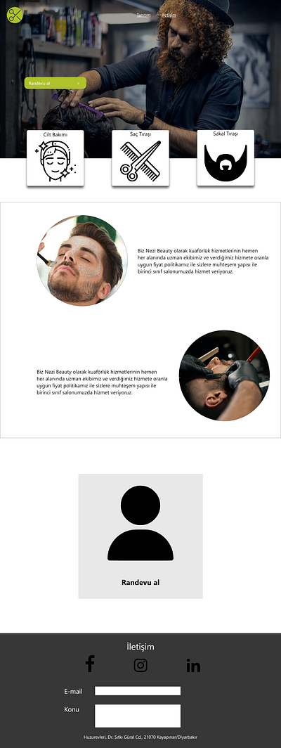 Barber Hasan barber barbershop graphic design home page homepage kuaför screen screens ui ui design ux