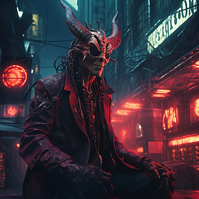 Cyberpunk Satan creepy cyberpunk devil digital horror satan