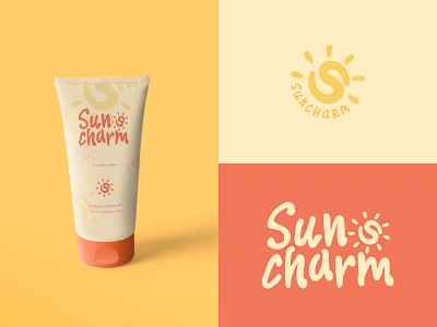 Suncharm / Branding brand brand design brand inspiration branding business card colorful cosmetic creative fun graphic design illustration logo logo mark logotype packaging summer sunscreen visual identity yellow