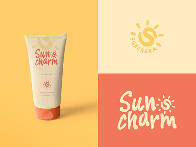 Suncharm / Branding brand brand design brand inspiration branding business card colorful cosmetic creative fun graphic design illustration logo logo mark logotype packaging summer sunscreen visual identity yellow