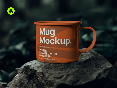 Enamel Mug Mockup On The Rock artboard studio branding design free free mockup graphic design illustration logo mockup ui