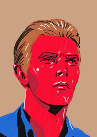 Bowie character david bowie design illustrated portrait illustration illustrator people portrait portrait illustration procreate ziggy