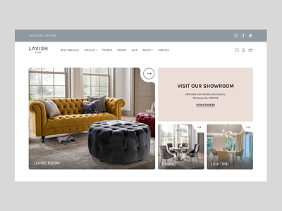 Furniture Store - Web Design 2023 cosy flat furniture gray home living room showroom trend ui ux web design