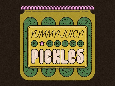 Vectober 23 08 // Dream flat hand type illustration jar line art pickle texture typography vectober