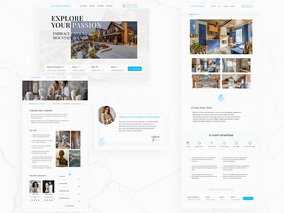 Hotel website design concept aesthetic blue creativity design developer frontend hotel hotel page landing page love passion ui web web design white