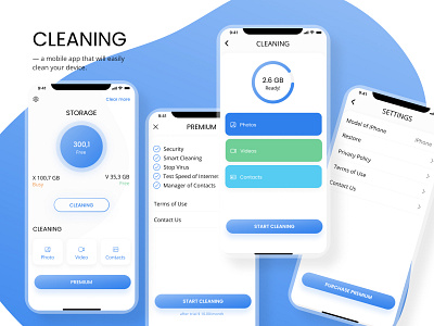 Cleaning Mobile App app appdesign blue branding clean cleaning cleaningapp design figma graphic design graphicdesign mobileapp ui vector