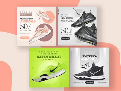 Sneakers Sale social media Banners ads banners banners clean creative facebook graphic design instagram modern posts professional promotional banners sale banners sneakers social media