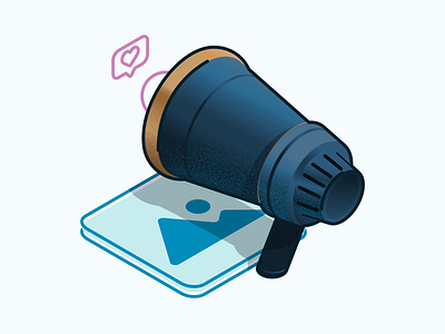 Social Media 3d adobe illustrator grain graphic design icon illustration image isometric line love megaphone social media ui vector