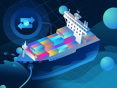 Trade Compliance 3d boat cargo boat compliance fintech icon design isometric ocean regulation risk management ship tech trade compliance traditional finance water waves