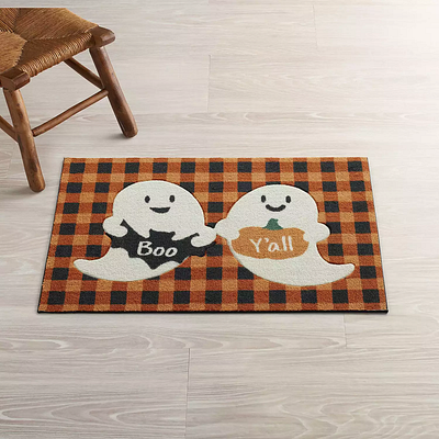 Ghost rug buff check decor ghost halloween home decor illustration surface pattern