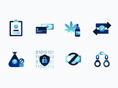 Payments & Compliance Icons aml cbd compliance finance fintech flat icons graphic design icon design money laundering payments regulation vector