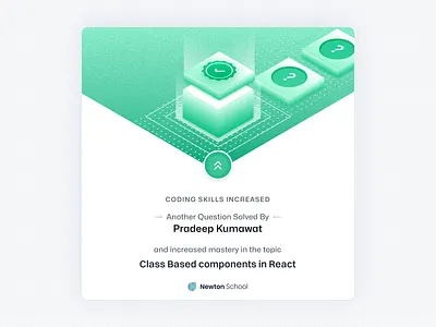 Coding Mastery Achievement Card achievement branding card code coding question dev graphic design illustration isometric milestone newton programming rank up share social feed ui