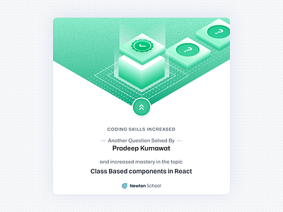 Coding Mastery Achievement Card achievement branding card code coding question dev graphic design illustration isometric milestone newton programming rank up share social feed ui