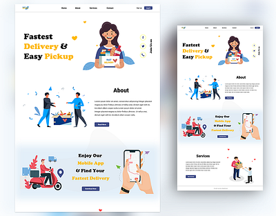 Delivery delivery design graphic design illustration landing page mobile app product delivery ui uiux web landing page web page