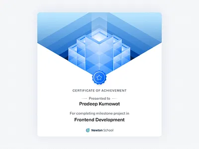 Project Completion Achievement Card achievement branding building card ccompletion certificate development graphic design illustration isometric learning newton premium project social ui