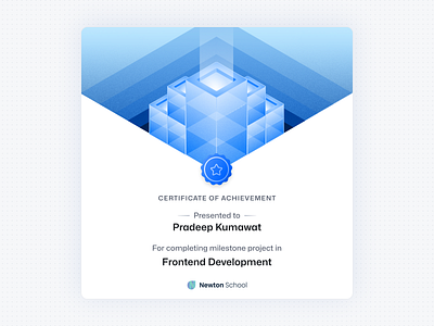 Project Completion Achievement Card achievement branding building card ccompletion certificate development graphic design illustration isometric learning newton premium project social ui