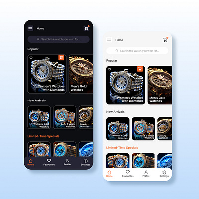 Online store of luxury watches design concept ai app concept dark design figma kandinsky light mobile online store ui ux watches